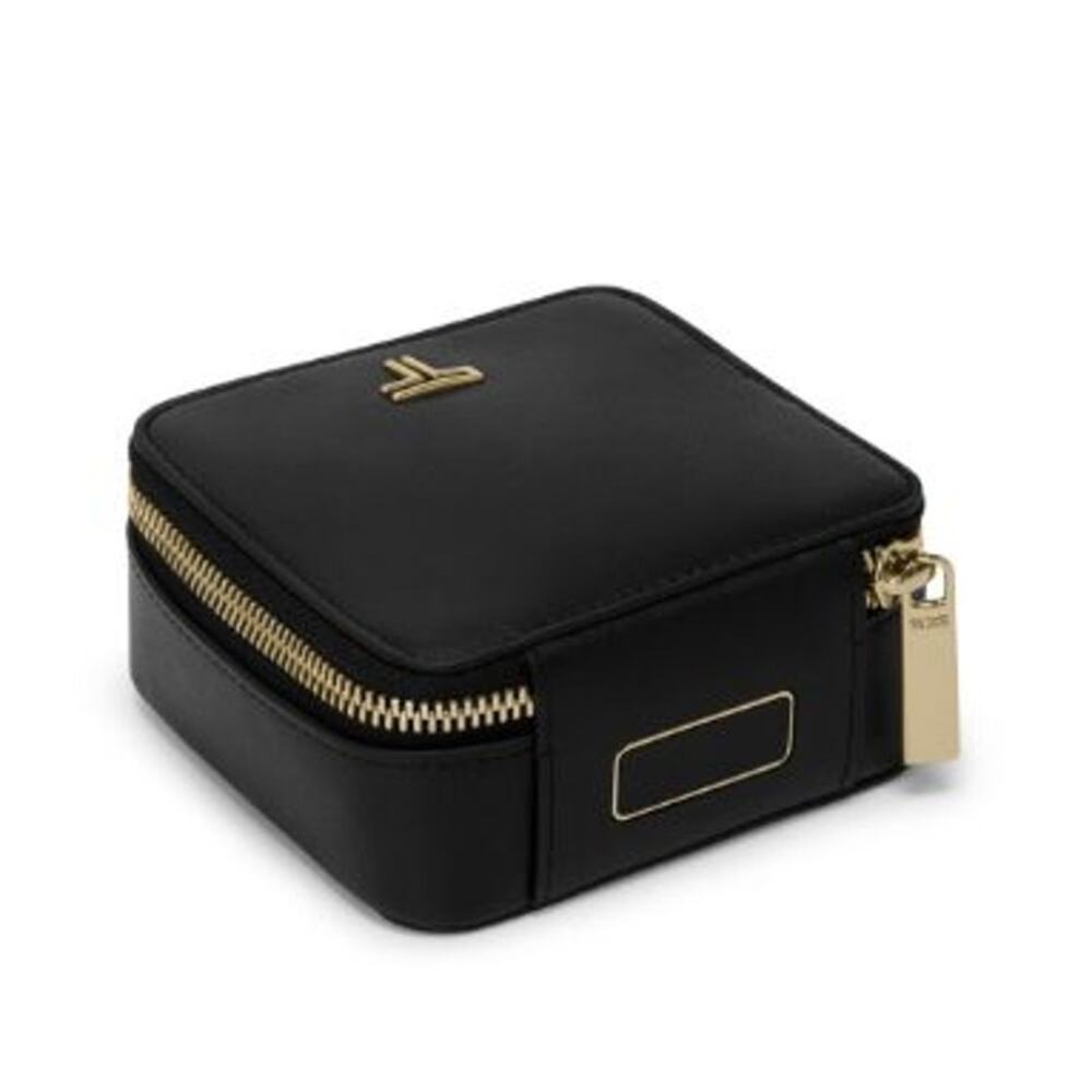 TUMI Belden Black Leather Travel 4" x 4" Zippered Jewelry Case and Gift Bag NWT - Picture 4 of 13